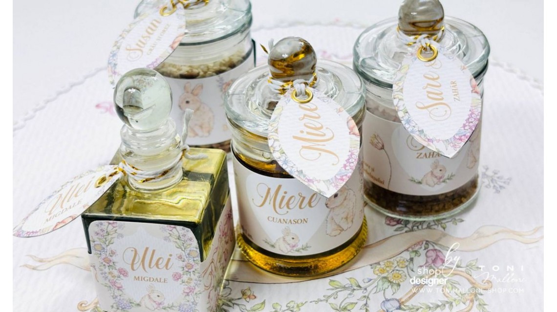 Set Prima Băiță cu Nașii după Botez Belle Époque Floral Garden 23